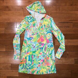 Lilly Pulitzer Rylie Hooded Long Sleeve Multicolor Cover Up Dress Size XS